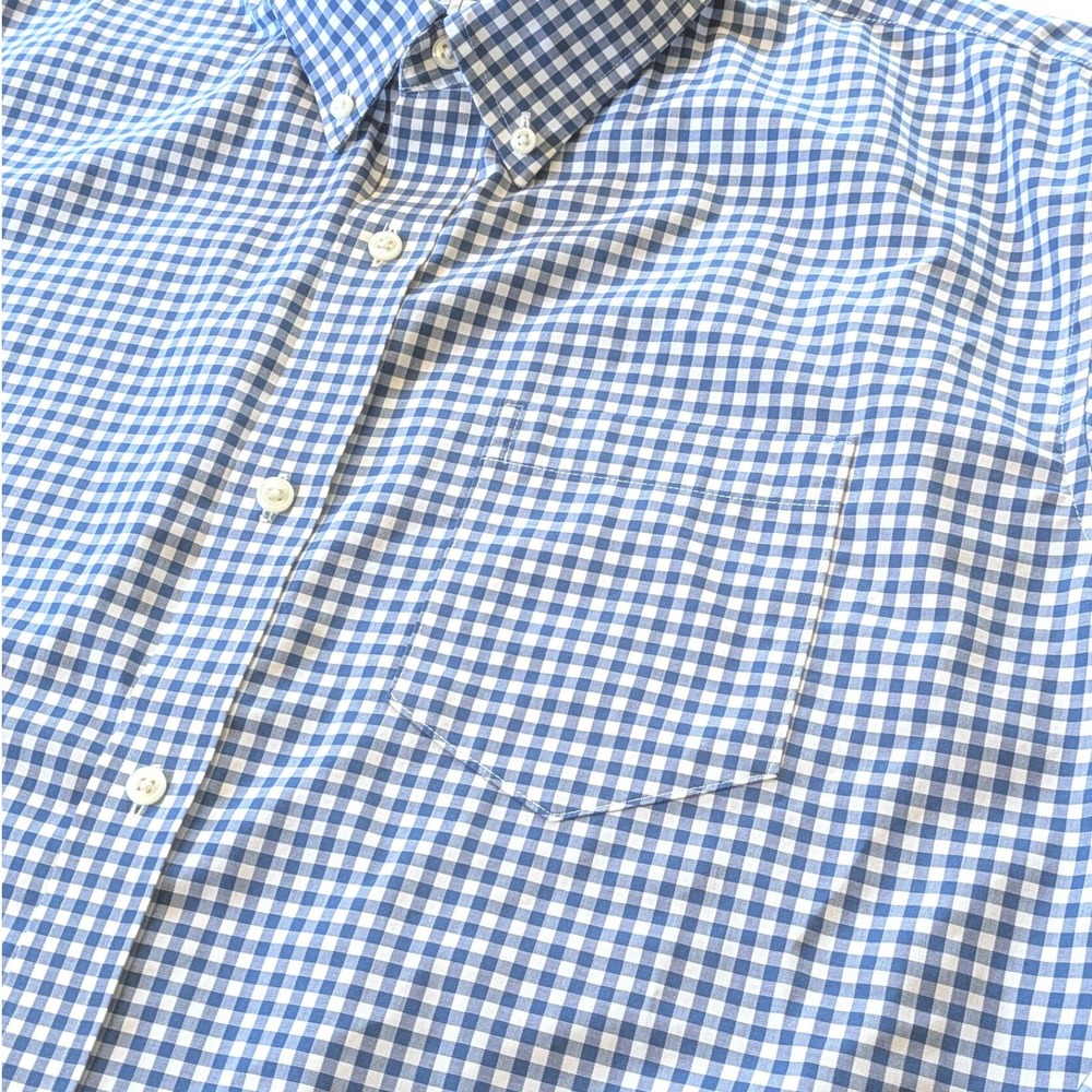 LL Bean Kennebunk Sport Shirt Mens Large Traditional Fit Blue Gingham Classic - Picture 5 of 7